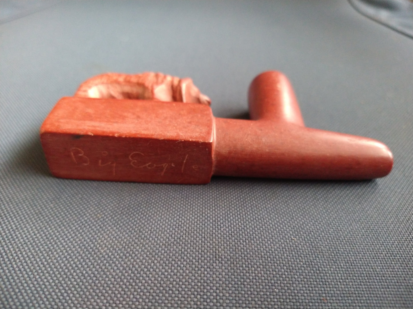 Vintage Tribal Carved Red Pipestone Catlinite Bear Pipe Bowl Only With No Stem. Artwork by Master Carver William Billy Bryan 'Big Eagle'