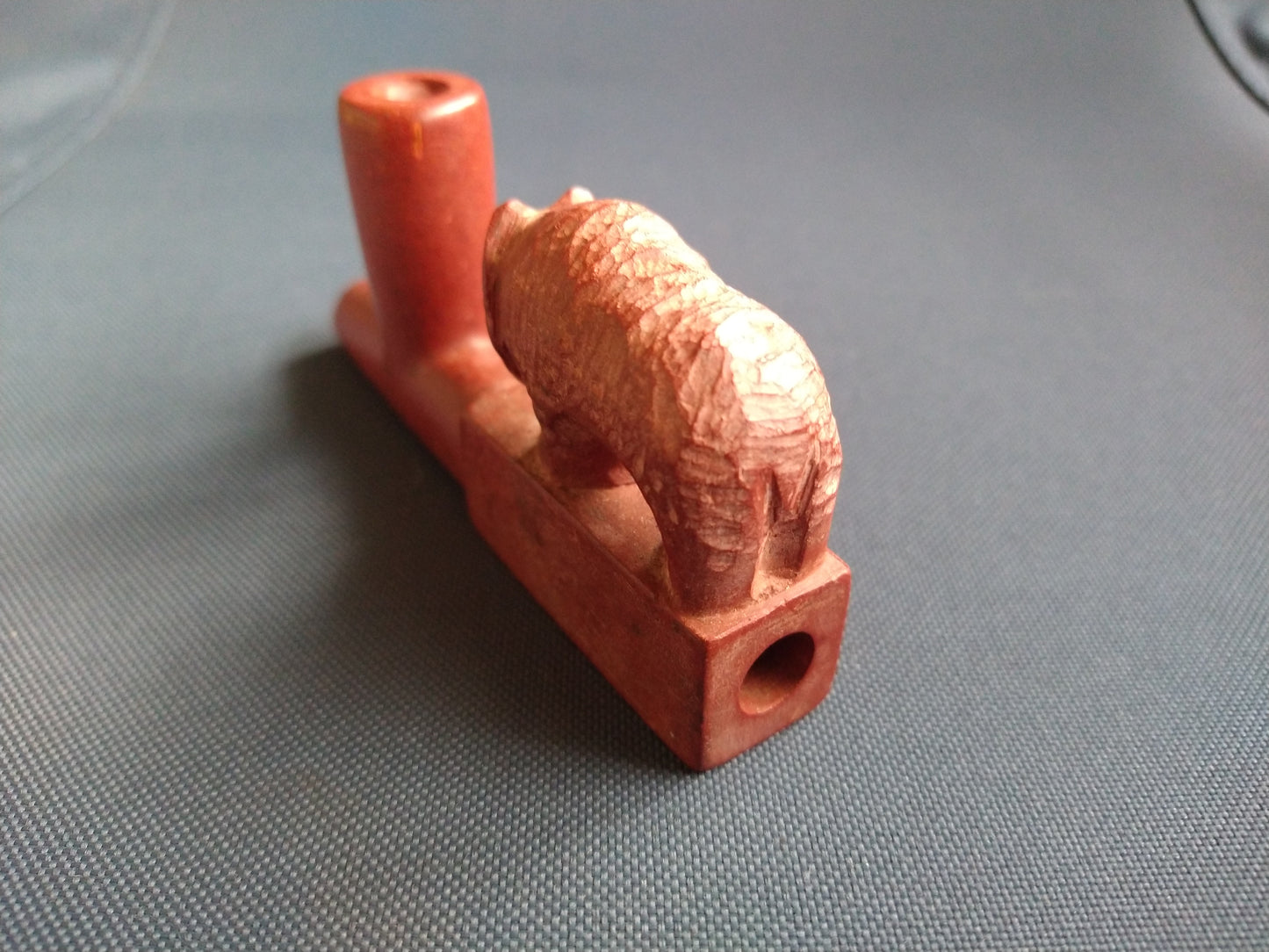 Vintage Tribal Carved Red Pipestone Catlinite Bear Pipe Bowl Only With No Stem. Artwork by Master Carver William Billy Bryan 'Big Eagle'