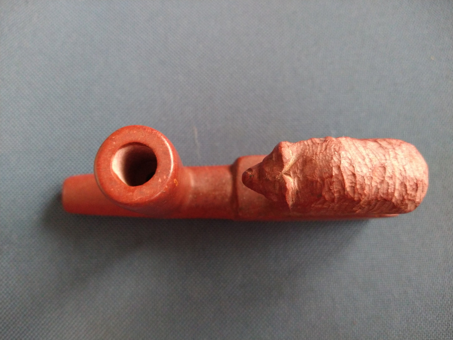 Vintage Tribal Carved Red Pipestone Catlinite Bear Pipe Bowl Only With No Stem. Artwork by Master Carver William Billy Bryan 'Big Eagle'
