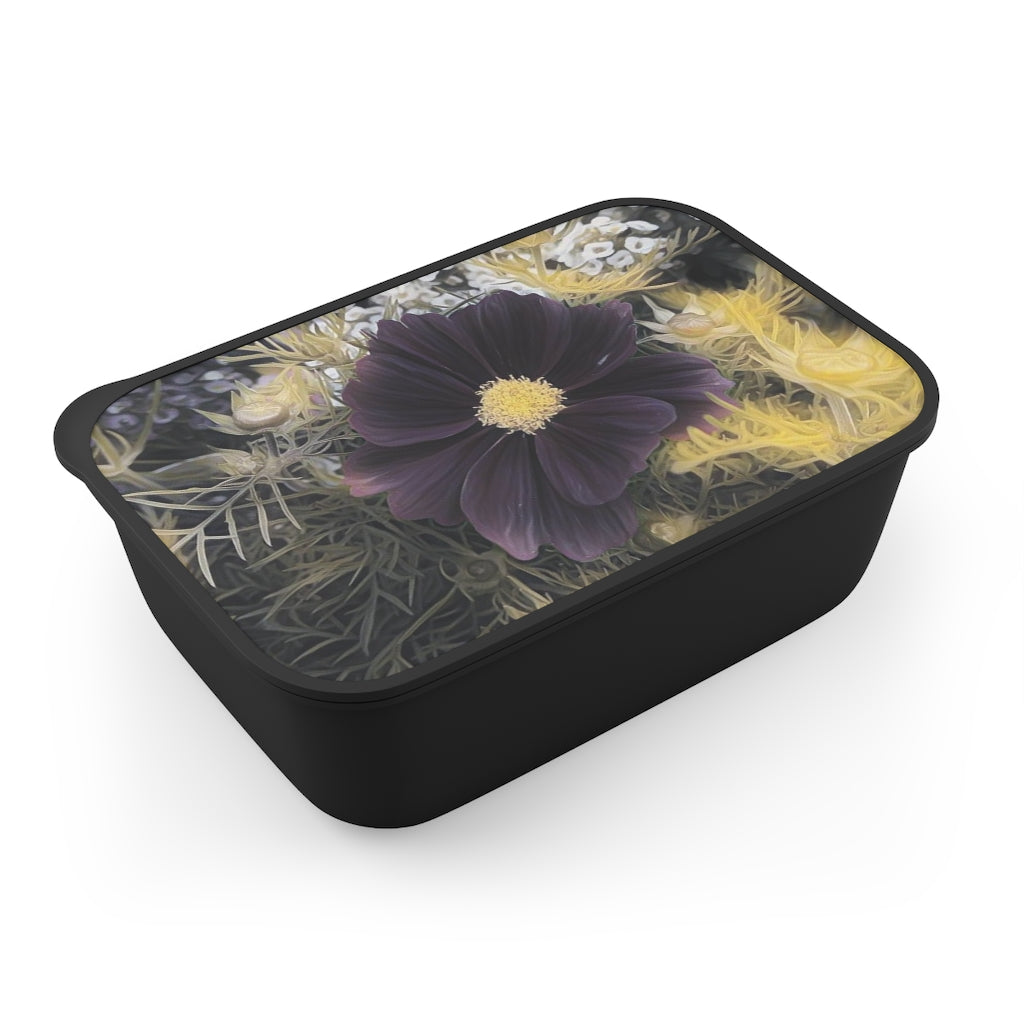 Black Cosmos PLA Bento Box with Band and Utensils