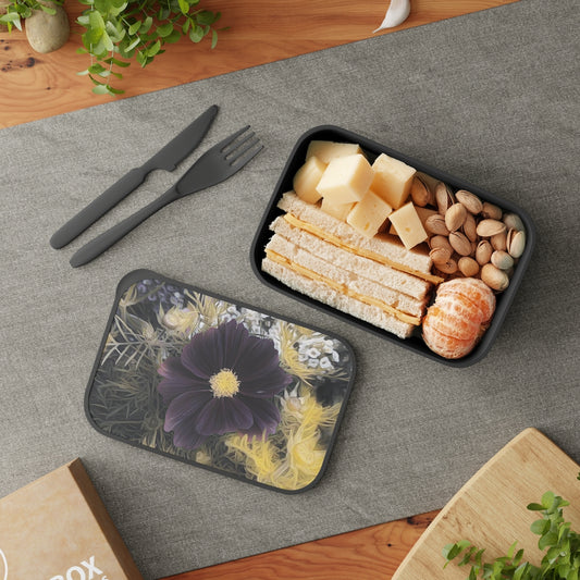 Black Cosmos PLA Bento Box with Band and Utensils